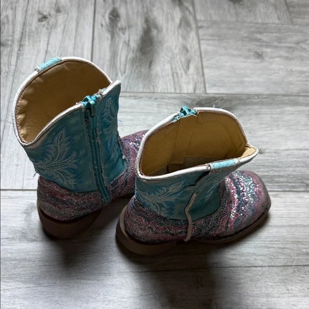 Baby/Toddler Sparkle Western Boots in Blue and Pink